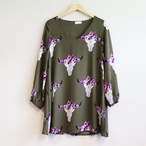 Altar'd State Bull Head Floral Summer Tunic Dress - Picture 3 of 16